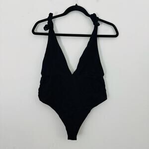 Calzedonia Black Deep V One Piece Swim Suit Women’s Size L